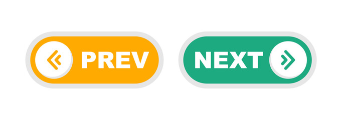 Next and previous button. Prev, next icon. Web buttons with arrows prev and next. Vector illustration.