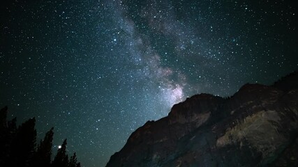 Wall Mural - Yosemite National Park Milky Way Galaxy Above Glacier Point Cliff from Curry Village Sierra Nevada Mountains California USA