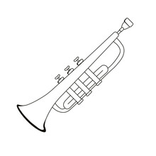 The Trumpet Is A Musical Instrument. Horn. Trombone. Vector Stock Illustration. Isolated On A White Background.