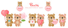Watercolor Cute Teddy Bear Love Valentines Day, Digital Painting