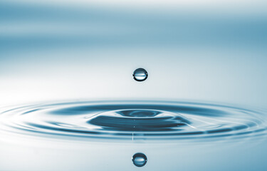 Wall Mural - perfect splash of water drop on a mirror surface