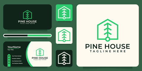 Wall Mural - Pine house logo vector icon design for business