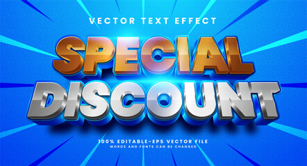 Wall Mural - Special discount 3d editable text style effect. Elegant text effect with blue color, suitable for promotion sale needs.