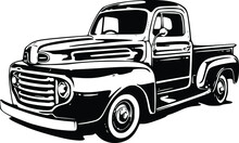 Classic Retro Style Monochrome American Car Illustration 