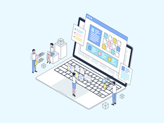 Wall Mural - business documentation isometric illustration lineal color. suitable for mobile app, website, banner