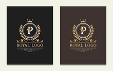 Letter P Elegant Monogram Design For A Luxury Company. Beautiful Royal Logotype. Weaving Circle Vintage Emblem For  Crest, Royalty, Business Card, Boutique, Hotel, Heraldic, Wedding.