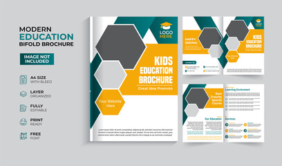 Creative and modern education admission bifold brochure template