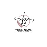 Fototapeta Pokój dzieciecy - Initial FZ beauty monogram and elegant logo design  handwriting logo of initial signature