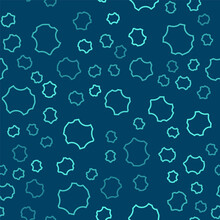 Green Line Leather Icon Isolated Seamless Pattern On Blue Background. Vector