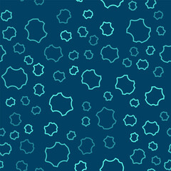 Sticker - Green line Leather icon isolated seamless pattern on blue background. Vector