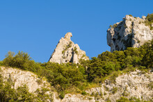 The Rocks Of Pont DArc In The Ardeche Gorges In Europe, France, Ardeche, In Summer, On A Sunny Day.