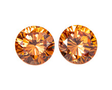 Orange Round Diamonds Topaz Stone Luxury Isolated On The White Background