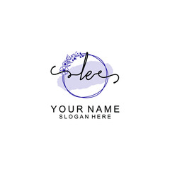 Sticker - Initial LE beauty monogram and elegant logo design  handwriting logo of initial signature