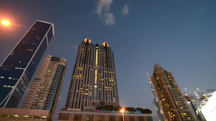 Wall Mural - DUBAI, UAE - DECEMBER 12, 2016: Skyscrapers of Downtown Dubai at night