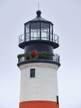 The Sankaty  Head Coast Guard Lighthouse On The Island Of Nantucket On A Drizzly And Foggy Day