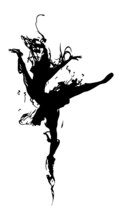 Girl Dancing. Illustration Of A Dancing Girl. Ballerina. Ballerina Logo. Painted Splashes. Silhouette Of A Dancer.