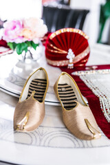 Indian Punjabi groom's wedding shoes close up