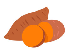 Sweet Potatoes In Flat Designs On A White Background