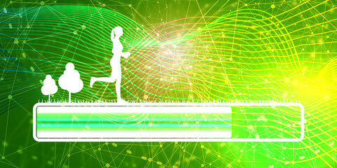 Wall Mural - Progress or loading bar with running woman silhouette