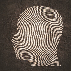 Wall Mural - double exposure portrait of man and stripes.
