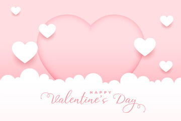 Canvas Print - valentines day background with flying hearts in soft pink backdrop