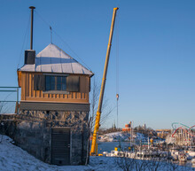 Old Custom House And Gazebo On The Island Beckholmen A Sunny And Snowy Winter Day In Stockholm