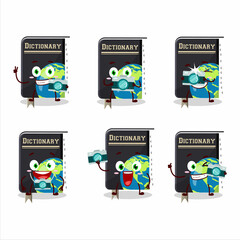 Poster - Photographer profession emoticon with dictionary book cartoon character