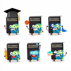 Sticker - School student of dictionary book cartoon character with various expressions