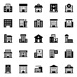 Glyph icons for hospital building.