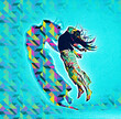 Coloured dancer in motion trend pop art 