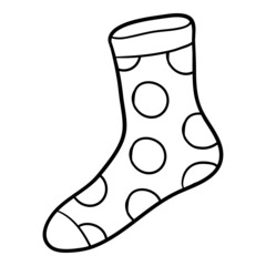 Wall Mural - Coloring book for kids, Sock with polka dot pattern