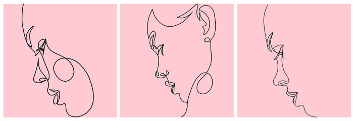 Wall Mural - One line woman portrait. Hand drawn abstract face.  Minimal art. Trendy style. 