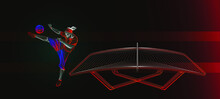  A Athlete Figure Line Art. Sport Banner Wallpaper. A Ball Sport That Is Played On A Curved Table.