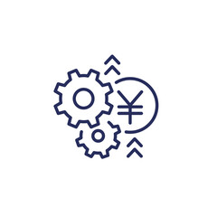 Poster - money management icon with yuan, line design