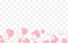 Vector Paper Hearts Png. Pink And White Hearts On An Isolated Transparent Background. Paper Elements. Holiday, Valentine's Day, PNG.