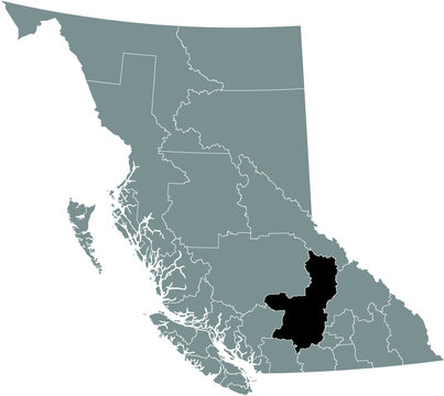 black flat blank highlighted location map of the thompson–nicola regional district inside gray admin