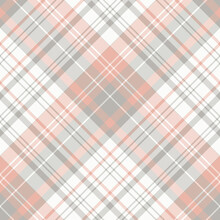 Seamless Pattern In White, Pink And Gray Colors For Plaid, Fabric, Textile, Clothes, Tablecloth And Other Things. Vector Image. 2