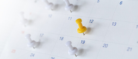 close up of calendar , planner and organizer to plan and reminder daily appointment, meeting agenda,