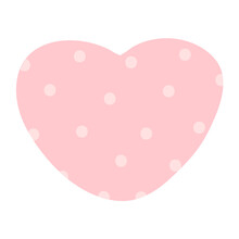 Pink Heart In Polka Dot On White Background