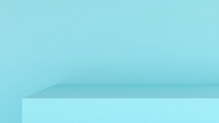 Wall Mural - light blue background wall with light blue floor display,mockup for product presentation, 3d renderi