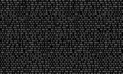 Gradient abstract background of zeros and ones, program code texture, binary number system design. Vector illustration. Banner for social networks, landing pages of websites.