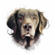 Portrait of a mixed breed dog , close-up on a white background, watercolor illustration