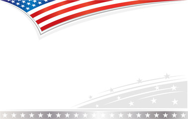 Wall Mural - Abstract USA flag wave corner background border frame with empty space for your text.	
