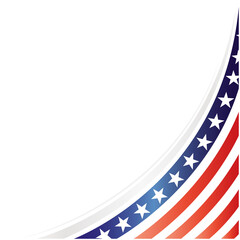Wall Mural - Abstract USA flag wave corner background border frame with empty space for your text.	
