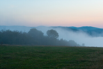 Poster - Autumn morning fog landscape