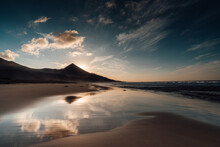 Beautiful Sunset At Rogue Del Moro Near Cofete Beach Fuerteventura