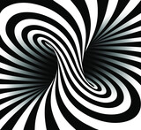 Fototapeta Do przedpokoju - Black and white vector illustration of mobius torus inside view with geometrical hypnotic twisting striped lines. 