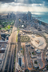 Wall Mural - DUBAI, UAE - DECEMBER 10, 2016: Helicopter viewpoint on Dubai Marina skyline.