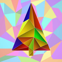 Poster - Abstract colorful christmas tree from triangles. Geometric style. Vector illustration. Eps 10