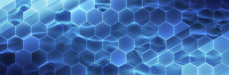 Wall Mural - Futuristic Hexagon background. Blue Hexagonal pattern. Modern vector illustration